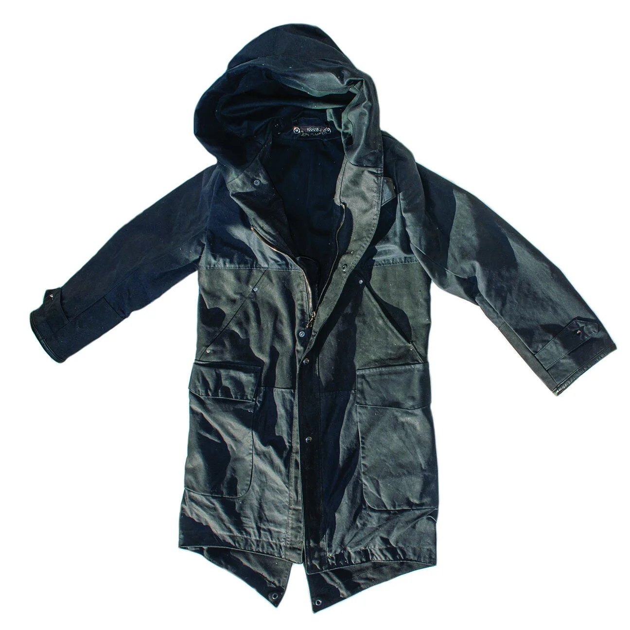 Special Edition MATHIAS hooded mod coat - black waxed cotton w